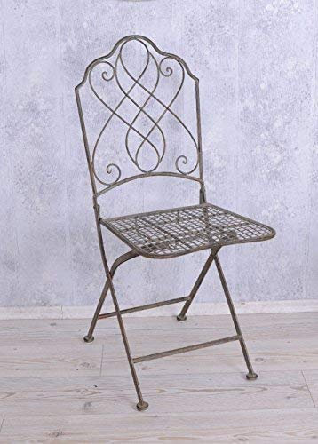 Gartenstuhl SHABBY CHIC GARTEN klappbar Eisen ca. H92 cm Sitzhöhe 45 cm Vintage Metallstuhl antik Patina Stuhl Outdoor Balkon Terrasse Nostalgie Landhausstil Gartenmöbel französisch Retro Deko