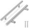 Flexzion 1 Pack Kitchen Cabinet Handles Silver Drawer Pulls 8 inch, 5 inch Hole Center, Stainless Steel T Bar with Satin Brushed Nickel, Hardware for Kitchen Cupboard Door Bathroom Furniture
