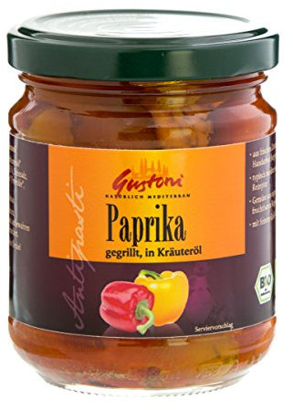 Gustoni Gegrillte Paprika in Kräuteröl (190 g) - Bio