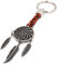 Claro Schmuck Schlüsselanhänger Ring Dreamcatcher Traumfänger mit 3 beweglichen Federn am Ende eines Lederriemens, 9 cm plus Ring 2,5 cm, Silber, 11,5 cm, Silber, 11,5 cm, silber, 11,5 cm