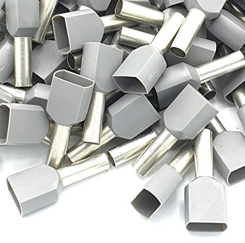 Terminali a cordone doppio isolati da 100 pz 4mm grigio