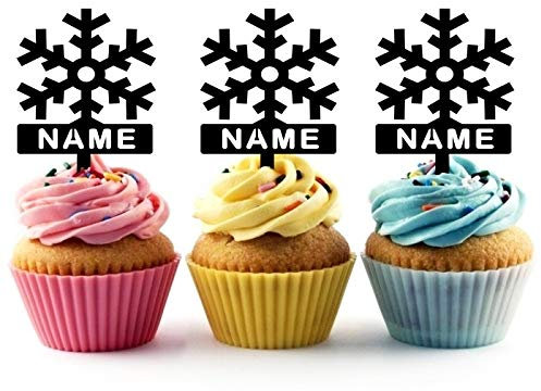 Innovedesire Personalisiert Sie Ihren Namen Snow Ice Christmas Kuchenaufsätze Hochzeit Geburtsta Acryl Dekor Cupcake Kuchen Topper Stand für Kuchen Party Dekoration 10 Stück