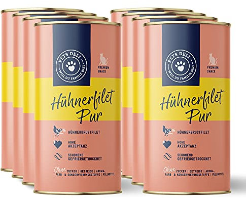 Pets Deli Freeze Dried Snack für Katzen mit gefriergetrocknetem Hühnerfilet ohne Zucker und Gluten 8x25g