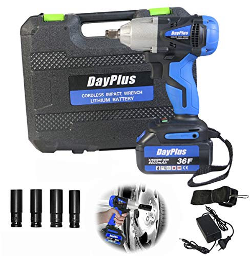 18V Akku Schlagschrauber 1/2 Zoll Akku-Drehschlagschrauber mit LED Licht, 420Nm Drehmoment schlagschrauber reifenwechsel, 6.0Ah Akku, 4*Steckschlüsselset - 14/17/19/22mm - mit 1 Akku