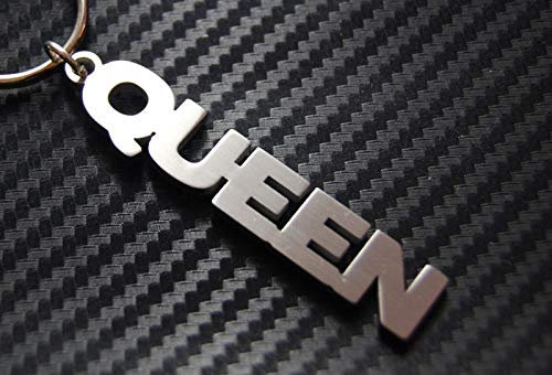 HMG Design Porte-clés en Acier Inoxydable Brossé Queen avec Pochette Cadeau