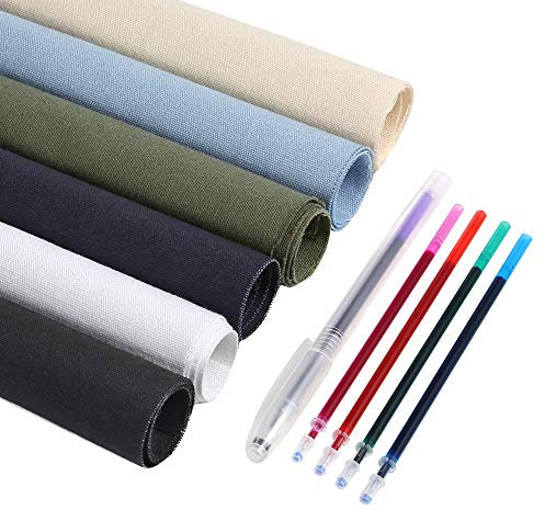 Caydo 6 Farben Stoff für Stickerei, einschließlich 6 Farben baumwollstoff sticken, 5 Farben wasserlösliche Stifte für Stickerei-Projekte und Dekoration, 30 x 30 cm