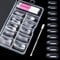 100 Pezzi Tip Unghie Unghie Finte con colla e Spingi Cuticole Ballerina Acrilico Professionali Unghie Tips Kit (Trasparente)