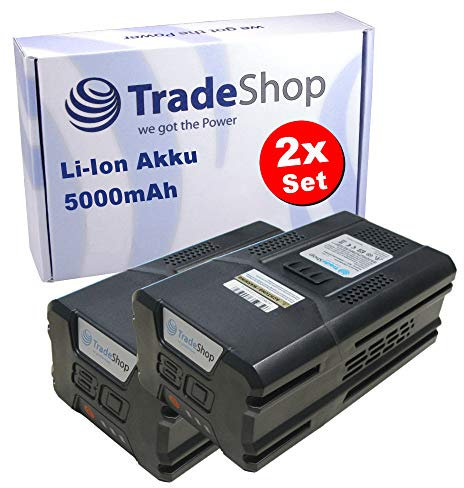 2X Li-Ion Akku für Werkzeuge der Greenworks Pro 80V Reihe wie Rasenmäher, Kettensäge, Heckenschere, Rasentrimmer, Laubbläser - ersetzt G80B4, 2901307