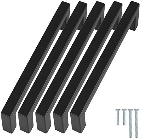 Stahlia Möbelgriffe Schwarz 480mm Lochabstand (5 Stück) Schrankgriffe Edelstahl Küchengriffe Schubladengriffe Griffe Möbel Griffe für Küchenschränke