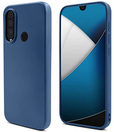 Moozy Lifestyle. Cover per Huawei P30 Lite, Blu Notte - Custodia in Silicone Liquido con Finitura Opaca e Fodera Morbida in Microfibra