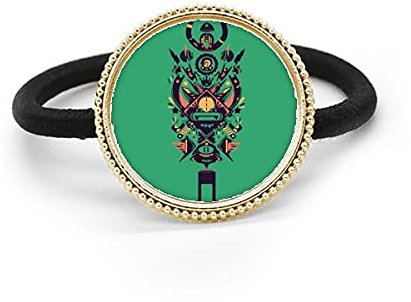 Scary Black Indian Human Skeleton Tattoo Silver Metal Hair Tie And Rubber Band Headdress