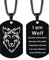 TempBeau Halskette Herren Wolf Hundemarke Schwarz Edelstahl Dog Tag Anhänger für Männer mit 60cm Kette Militär Stil Herren Schmuck