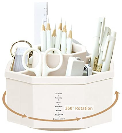 Outinhao Rotatif Pot a Crayon, Pot a Crayon Bureau avec Autocollants Antidérapants, Rotation à 360 DegréS Organisateur De Bureau Rangement Stylo, pour Maquillage Fournitures De Bureau à Domicile