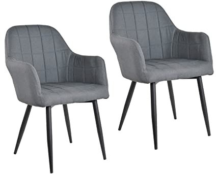 HTI living Stuhl Albany Webstoff Grau Esszimmerstuhl Armlehnenstuhl Polsterstuhl 2-teilig