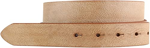 BELTINGER Wechselgürtel aus weichem Vollrindleder Used-Look ohne Schnalle 3 cm | Druckknopf-Gürtel für Damen Herren 30mm | Vintage-Look | Tabac 95cm