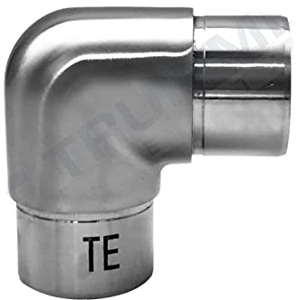Edelstahl Steckfitting Rohrverbinder Rohrbogen Flansch Verbinder Geländer V2A (Ø 33,7 mm, Eckbogen 90° abgerundet)