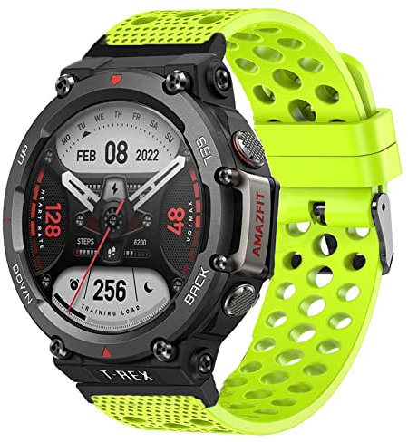 Onetuo Cinturino compatibile con Amazfit T-Rex 2, Sport Silicone Classic Cinturino di ricambio per smartwatch Amazfit T-Rex 2 (verde)