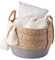 Eden & Willow Natural Straw Woven Plant Storage Basket, Home Organisation Hamper Basket with Handles (Grey, Large)