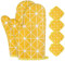 AUAUY Oven Mitts and Potholders BBQ Gloves-Oven Mitts and Pot Holders with Recycled Infill Cotton Non-Slip Cooking Gloves for Cooking Baking Grilling (6-Piece Set,Yellow)