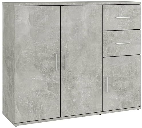 Credenza Grigio Cemento 91x29,5x75 cm in Legno Multistrato