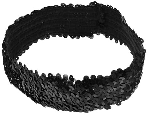 SOLUSTRE Pailletten Stirnband Schwarz Glitzer Elastisches Sport Stirnband Für Damen Yoga Fitness Haarband Sparkling Kopfschmuck