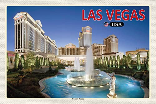 Ontrada Blechschild 20x30cm gewölbt Las Vegas USA Caesars Palace Hotel Casino Deko Geschenk Schild