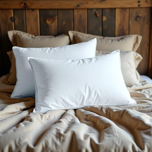 1200gsm Gänsefeder-Daunenkissen, weich, antiallergisch, Hausstaubmilben, Hotelqualität, luxuriös Kissen Mikrofaser, weich, flauschig, bestes Kissenpaar für Rücken- und Seitenschläfer, 48 x 74cm