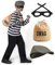 Spooktacular Creations Kinder Räuber Kostüm, Einbrecherhemdhose, Unisex Bank Robber Kostüm für Jungen, Girls Halloween Dress Up, Rollenspiel, Cosplay-Party-L