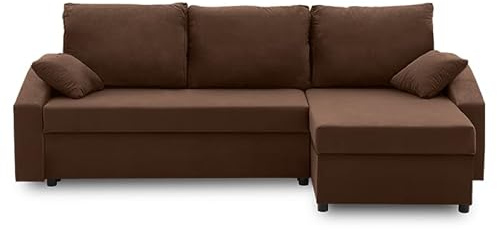 Ecksofa Hewlet Plus mit schlaffunktion - Funktionelles Design - Auswahl an Farben - Bettkasten - Rückenkissen - dekorative Kissen (MIKRO 20)