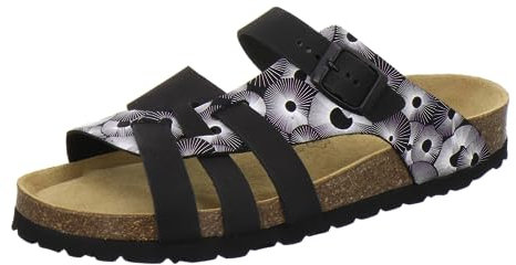 AFS-Schuhe 2122 Damen Pantoletten aus echtem Leder, hochwertige Hausschuhe für Frauen mit Eva-Sohle, Made in Germany (45 EU, Marga schwarz)