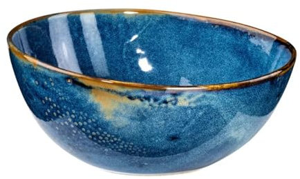 Verlo DEEP Blue Bowl schüssel 25 x 23 cm Servierschüssel ideal für Salate, Suppen, Pasta Schüssel aus hochwertigem Porzellan Obstschale, Salatschale, Suppenschale