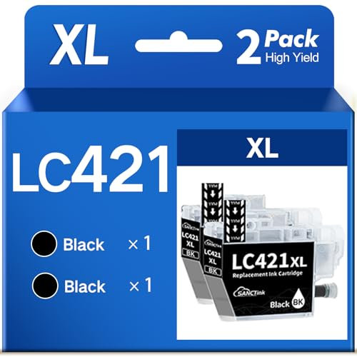 SANCTink LC421 LC421XL Tintenpatronen für Brother LC-421 XL LC-421XLVAL Multipack Patronen für Brother DCP-J1050DW DCP-J1140DW MFC-J1010DW, 2BK