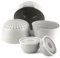 KADAX Lot de 5 bols avec couvercle, bols à salade, bols en plastique pour ranger les aliments, bols à fruits, bols de service empilables, bols mélangeurs (blanc)
