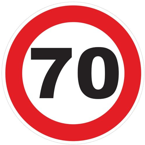 Autocollant Sticker Limitation de Vitesse Autocars Cercle Rouge - Tracteur Poids Lourds Disque limitation Vitesse Camion 70 KM/H adhésif - 10 cm Diamètre