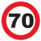 Autocollant Sticker Limitation de Vitesse Autocars Cercle Rouge - Tracteur Poids Lourds Disque limitation Vitesse Camion 70 KM/H adhésif - 10 cm Diamètre
