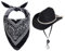 choyaxo Cowboyhut für Hunde, Cowboy-Kostüm für kleine Haustiere, Hunde, Katzen, Cowboyhut mit Bandana, Schal, Partyzubehör (schwarz)