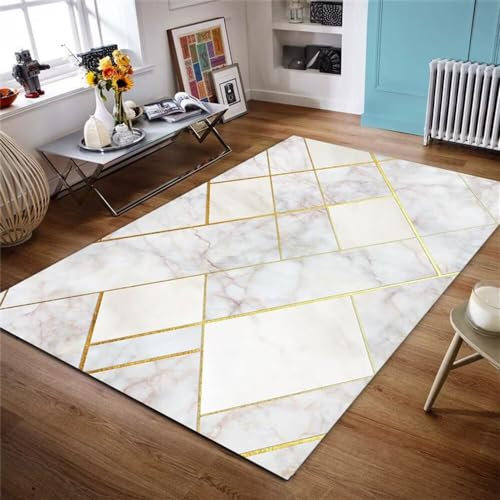 RUGMRZ Rutschfester Teppich Zimmer deko Graue Marmortextur gelbe Linie Dekoration Schlafzimmer Teppich kann angepasst Werden Rugs 180X250CM