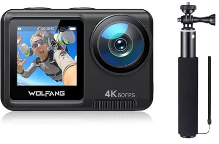 WOLFANG Cámara Deportiva GA420 4K60FPS & Juego de Selfie Stick