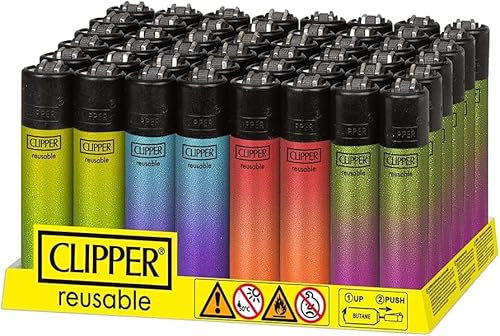 Clipper Pack de 48 Mecheros Encendedores Liso CP11RH Crystal Gradient