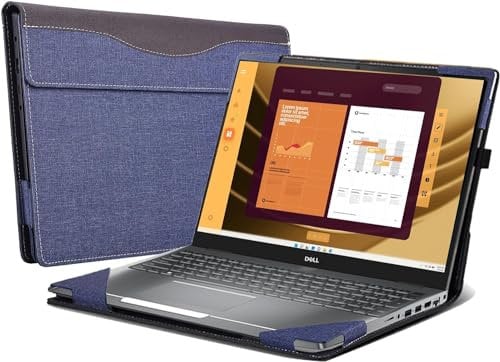 DELL Latitude 5550/5540 2-in-1 Laptop Case - 15.6 PU Leather Inner Pocket Cover (Dark Blue)