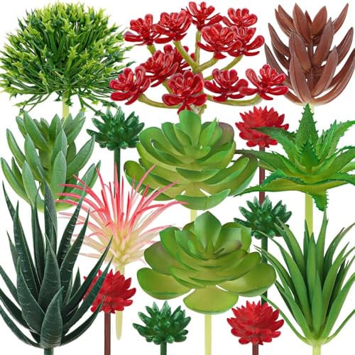 QUOZUO 16 Pièces Succulentes Artificielles Décoratives, Plantes Succulentes Artificielles Décoration De Bureau à Domicile