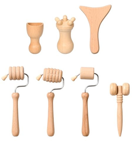 Pumwoy Kit Maderoterapia, Masaje Maderoterapia Madera Rodillo Facial, Maderoterapia Corporal Taza De Masaje Sueco De Madera, Guasha Facial Champiñon Maderoterapia para Cara, Cuerpo y Cabeza (7)