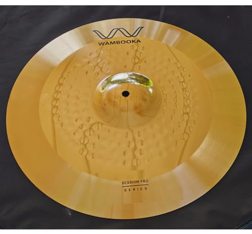 Wambooka Cymbals - Platos martillados para batería acústica de aleación B8 Serie Session Pro - Hi-Hat 14 - Crash 16 Crash 18 - Ride 20 (CRASH 16)