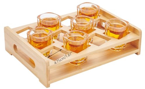 PH PandaHall Shot Glass Holder Shot Glass Display Case Wine Glasses Holder Shot Glasses Serving Tray Party Server Bar Accessories with 4.75cm Square Hole for 12 Cups, Bar, Pub, Club