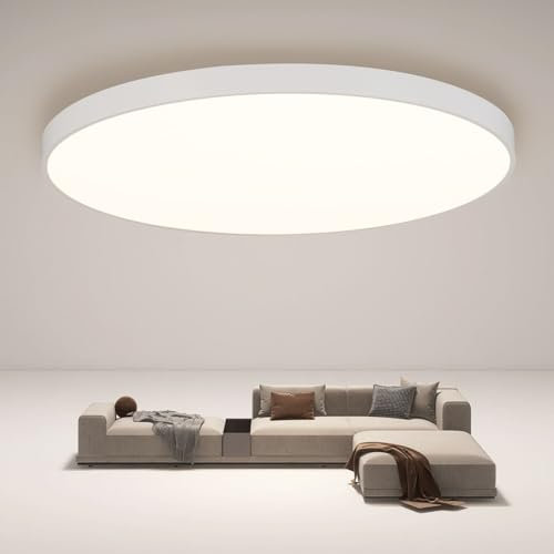 JDONG LED Deckenleuchte 54W Flach Rund Weiß Deckenlampe Ø45CM Modern Warmweiß 3000K Lampe für Schlafzimmer Büro Wohnzimmer Küche Keller Balkon