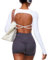 Navneet Sport Oberteile Damen Rückenfrei Sportshirt Langarm Langarmshirts Sport Gym Yoga Top mit BH Crop Top Fitness Weiß M