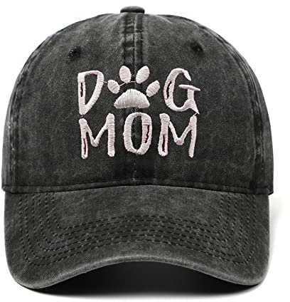 BABAHU Bestickte Baseballkappe für Damen, Motiv: Hund, Mama, Papa, verstellbar, Denim-Baseballkappe (DE/NL/SE/PL, Alphanumerisch, Einheitsgröße, B01-Mama-schwarz)