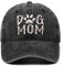 BABAHU Bestickte Baseballkappe für Damen, Motiv: Hund, Mama, Papa, verstellbar, Denim-Baseballkappe (DE/NL/SE/PL, Alphanumerisch, Einheitsgröße, B01-Mama-schwarz)