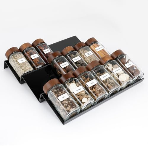 AiQInu 3 Piezas Especiero para Cajones, Organizador de Cajones de Especias Acrílico, Estante Especias Extensible de 30 a 60 cm, para Almacenamiento de Cocina, Encimera, Armario, Estante