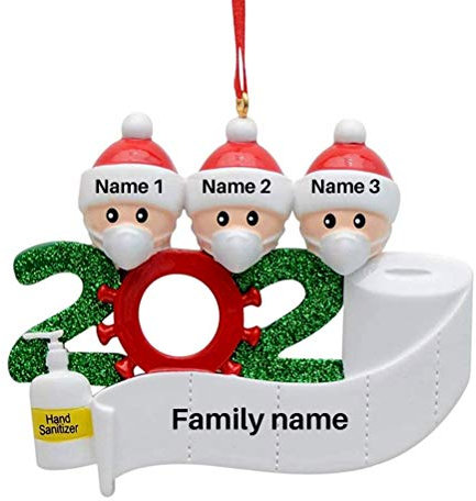 TOPINCN 2020 Personalisierter Namens-Weihnachtsbaumschmuck, Familiendekorationsanhänger, Handbemalter Harz-Familienschmuck für Nachbarn, Freunde, Kirchenmitglieder, Großeltern (1)